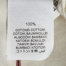 مملوكة مسبقًا تي شيرت برونيللو كوتشينيلي قطن مخطط أبيض محبوك بولو مقاس كبير - لارج