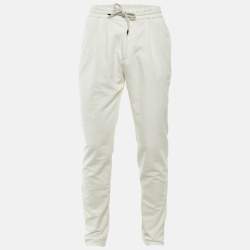 Pre Owned Brunello Cucinelli White Corduroy Leisure Fit Pants M
