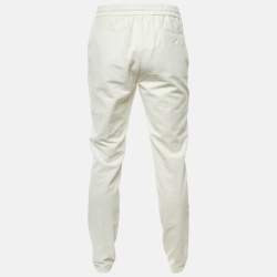 Pre Owned Brunello Cucinelli White Corduroy Leisure Fit Pants M