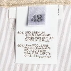 Pre Owned Brunello Cucinelli Beige Striped Linen & Wool Drawstring Waist Trousers M