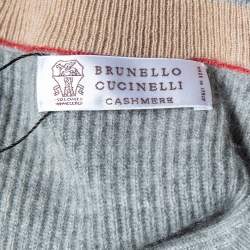 Pre Owned Brunello Cucinelli Grey Cashmere Crewneck Sweater L