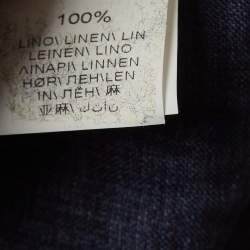Pre Owned Brunello Cucinelli Navy Blue Solid Linen Washed Leisure Shirt XS