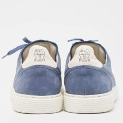 Brunello Cucinelli Blue Nubuck  Low Top Sneakers Size 42