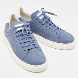 Brunello Cucinelli Blue Nubuck  Low Top Sneakers Size 42