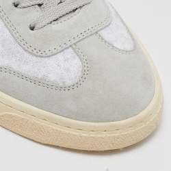 Brunello Cucinelli Grey Fabric and Suede Lace Up Sneakers Size 40