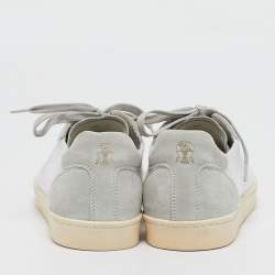 Brunello Cucinelli Grey Fabric and Suede Lace Up Sneakers Size 40