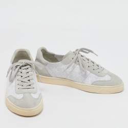 Brunello Cucinelli Grey Fabric and Suede Lace Up Sneakers Size 40