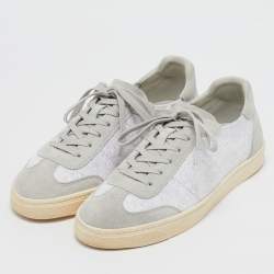 Brunello Cucinelli Grey Fabric and Suede Lace Up Sneakers Size 40