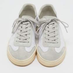 Brunello Cucinelli Grey Fabric and Suede Lace Up Sneakers Size 40