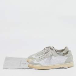 Brunello Cucinelli Grey Fabric and Suede Lace Up Sneakers Size 40