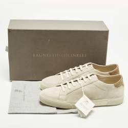 Pre Owned حذاء رياضي برونيلو كوتشينيللي سويـدي بني / بيج بعنق منخفض مقاس 43