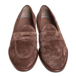 Brunello Cucinelli Brown Suede And Leather Penny Loafers Size 42
