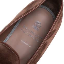Brunello Cucinelli Brown Suede And Leather Penny Loafers Size 42