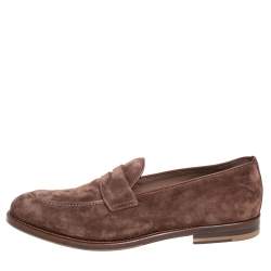 Brunello Cucinelli Brown Suede And Leather Penny Loafers Size 42