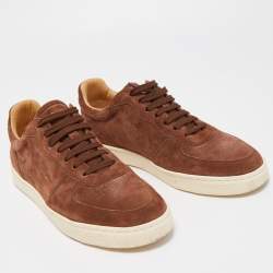 Brunello Cucinelli Brown Suede Low Top Sneakers Size 42 