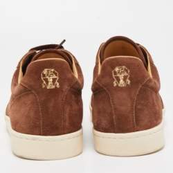 Brunello Cucinelli Brown Suede Low Top Sneakers Size 42 