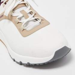 Brunello Cucinelli White Fabric And Leather Trimmed Sneakers Size 44