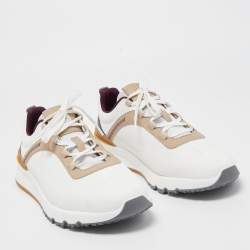 Brunello Cucinelli White Fabric And Leather Trimmed Sneakers Size 44