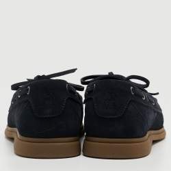 Brunello Cucinelli Navy Blue Suede Penny Slip On Loafers Size 43