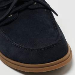 Brunello Cucinelli Navy Blue Suede Penny Slip On Loafers Size 43