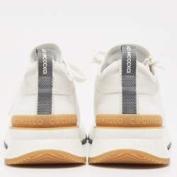 Pre Owned Brunello Cucinelli White Nylon and Leather Low Top Sneakers Size 39