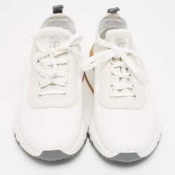 Pre Owned Brunello Cucinelli White Nylon and Leather Low Top Sneakers Size 39