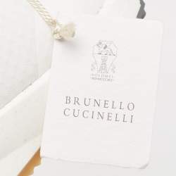 Pre Owned Brunello Cucinelli White Nylon and Leather Low Top Sneakers Size 39