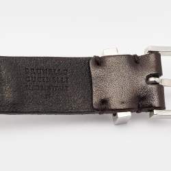 Pre Owned Brunello Cucinelli Brown Leather Buckle Belt 95 CM
