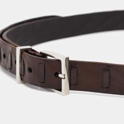 Pre Owned Brunello Cucinelli Brown Leather Buckle Belt 95 CM