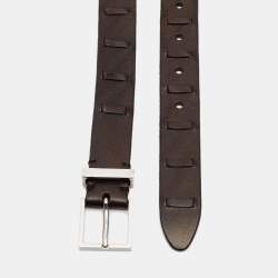 Pre Owned Brunello Cucinelli Brown Leather Buckle Belt 95 CM