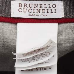 Brunello Cucinelli Blue/Beige Logo Embroidery Linen and Suede Baseball Cap M