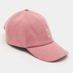 Pre Owned Brunello Cucinelli Pink Cotton Canvas Logo Embroidered Baseball Cap L