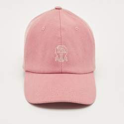 Pre Owned Brunello Cucinelli Pink Cotton Canvas Logo Embroidered Baseball Cap L