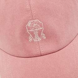 Pre Owned Brunello Cucinelli Pink Logo Embroidered Cotton Baseball Cap L