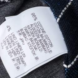 Pre Owned Brunello Cucinelli Blue Cotton Linen Striped Narrow Tie