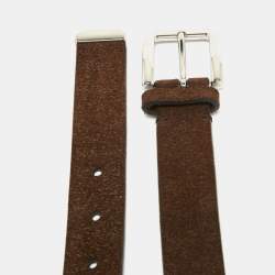 Brunello Cucinelli Brown Suede Reversible Buckle Belt 105 CM