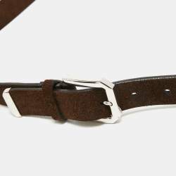 Brunello Cucinelli Brown Suede Reversible Buckle Belt 105 CM