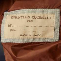 Brunello Cucinelli Navy Blue Synthetic Buttoned Front Puffer Vest L