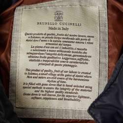 Brunello Cucinelli Navy Blue Synthetic Buttoned Front Puffer Vest L