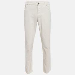 Brunello Cucinelli White Cotton Chino Traditional Fit Pants XXL
