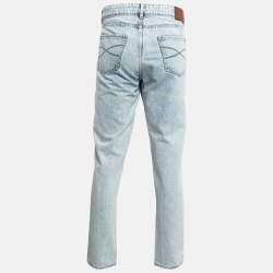 Brunello Cucinelli Light Blue Washed Denim Traditional Fit Jeans XXXL (Waist 40")
