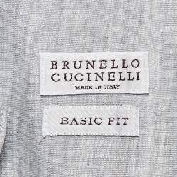 Pre Owned Brunello Cucinelli Grey Melange Silk Jersey Basic Fit Shirt XXL