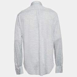 Pre Owned Brunello Cucinelli Grey Melange Silk Jersey Basic Fit Shirt XXL