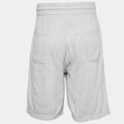 Pre Owned Brunello Cucinelli Grey Cotton Rib Knit Shorts XXL