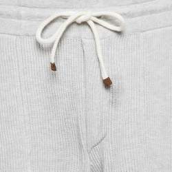 Pre Owned Brunello Cucinelli Grey Cotton Rib Knit Shorts XXL