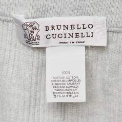 Pre Owned Brunello Cucinelli Grey Cotton Rib Knit Shorts XXL