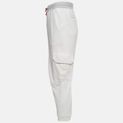 Pre Owned Brunello Cucinelli White Linen & Cotton Knit Cargo Pants XL