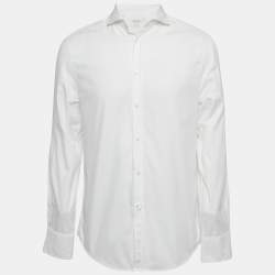 Brunello Cucinelli White Cotton Slim Fit Shirt L