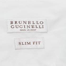Brunello Cucinelli White Cotton Slim Fit Shirt L