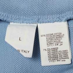 Pre Owned Brunello Cucinelli Blue Embroidered Cotton Sweatshirt L